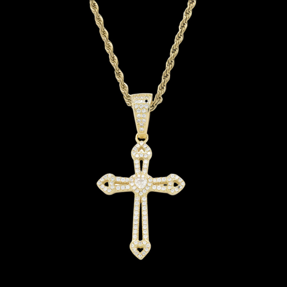 Ice Stone Men’s Hip Hop Iced Out Brass Cross Pendant