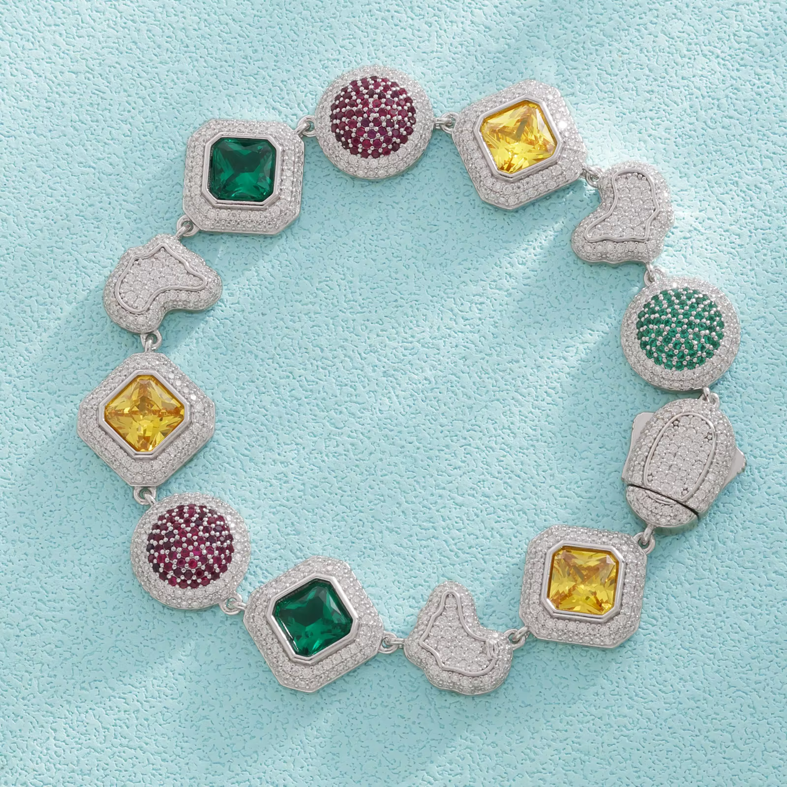 Hot Selling Fashion Tennis Bracelet Colorful 925 Silver Moissanite Tennis Bracelet Iced Out  Sparkling Moissanite Jewelry