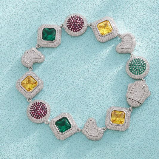 Hot Selling Fashion Tennis Bracelet Colorful 925 Silver Moissanite Tennis Bracelet Iced Out  Sparkling Moissanite Jewelry