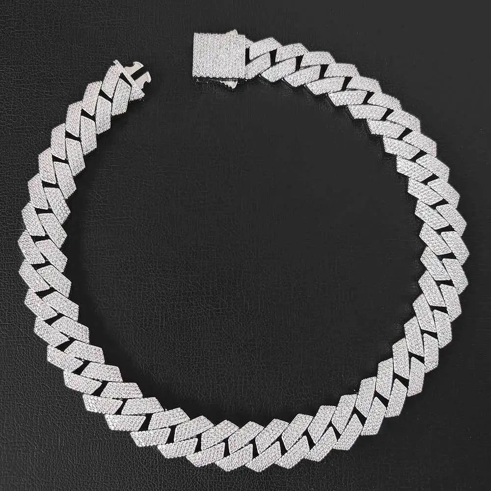 Top Icy 19mm 4 Rows CZ Cuban Link Chain Spring Clasp Luxury Man Hip Hop Necklace Bling Full Diamond Miami Cuban Link Chain