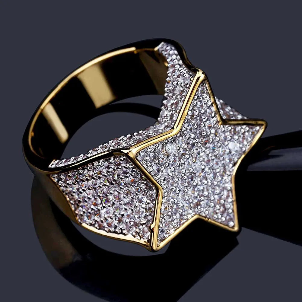 Women men wholesale hip pop vintage Pentagram Gold Rings Five Star Pentacle Fashion Casual Personalized Dainty Luxury Ring
