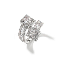 New designer hip hop iced out baguette ring man women fashion square shape party rock finger ring