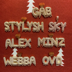 Name Crown Bail Drip Initials Bubble Diamond Custom cz Letters Pendant Necklace For Men Women Gold Color Cubic Zircon Hip Hop Je