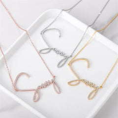 Non Tarnish Shiny Stainless Steel Custom Name Necklace Fashion Jewelry Cursive Letter Name Plate Necklace