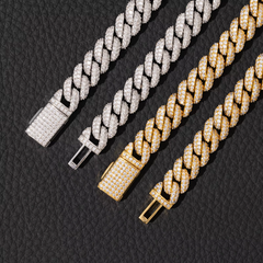 Ice Stone 10mm Two Rows Moissanite Cuban Necklace