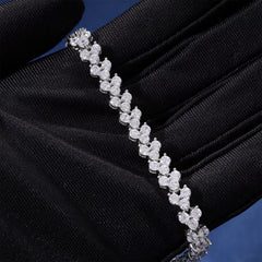 Ice Stone Valentine’s Gift Three Stone Heart 12mm VVS Moissanite Tennis Bracelet