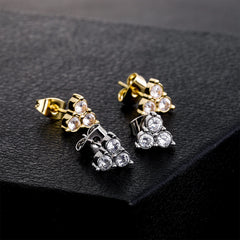 Ice Stone Baguette Diamond Stud Iced Out 18K Gold Earrings