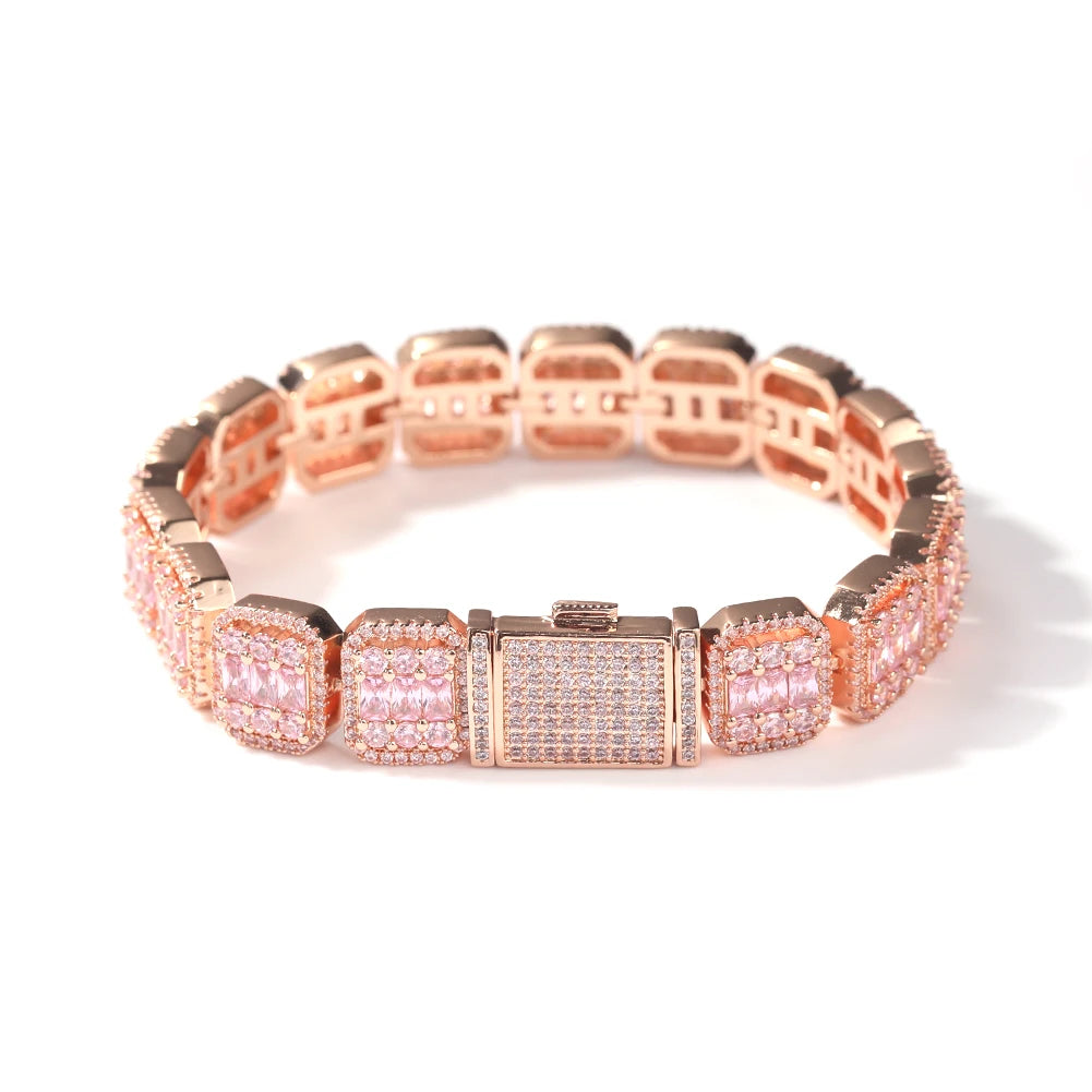 Ice Stone 13mm Hip Hop Gold Plated Bracelet