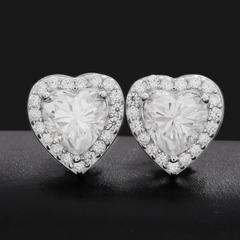 Ice Stone Iced Out VVS Moissanite Heart Earrings