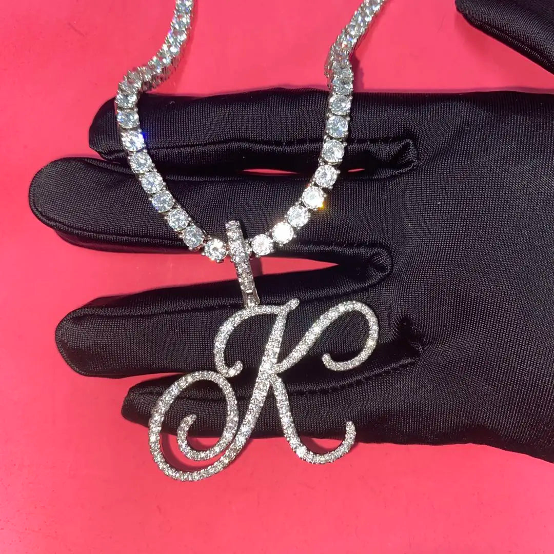 Custom name Cursive letter Necklaces & Pendant Gold Silver Charm Men's Women Fashion Hip Hop Rock Jewelry With Rope chain