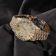 Ice Stone Luxury Bling Full Iced Out Diamond Quartz Watch