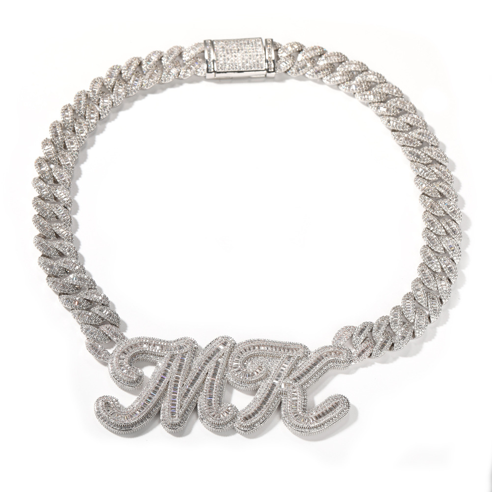 Ice Stone Icy Hip Hop Baguette Name Necklace