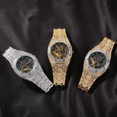 Ice Stone Mechanical Fashion Diamond Bling Silver Gold Watch