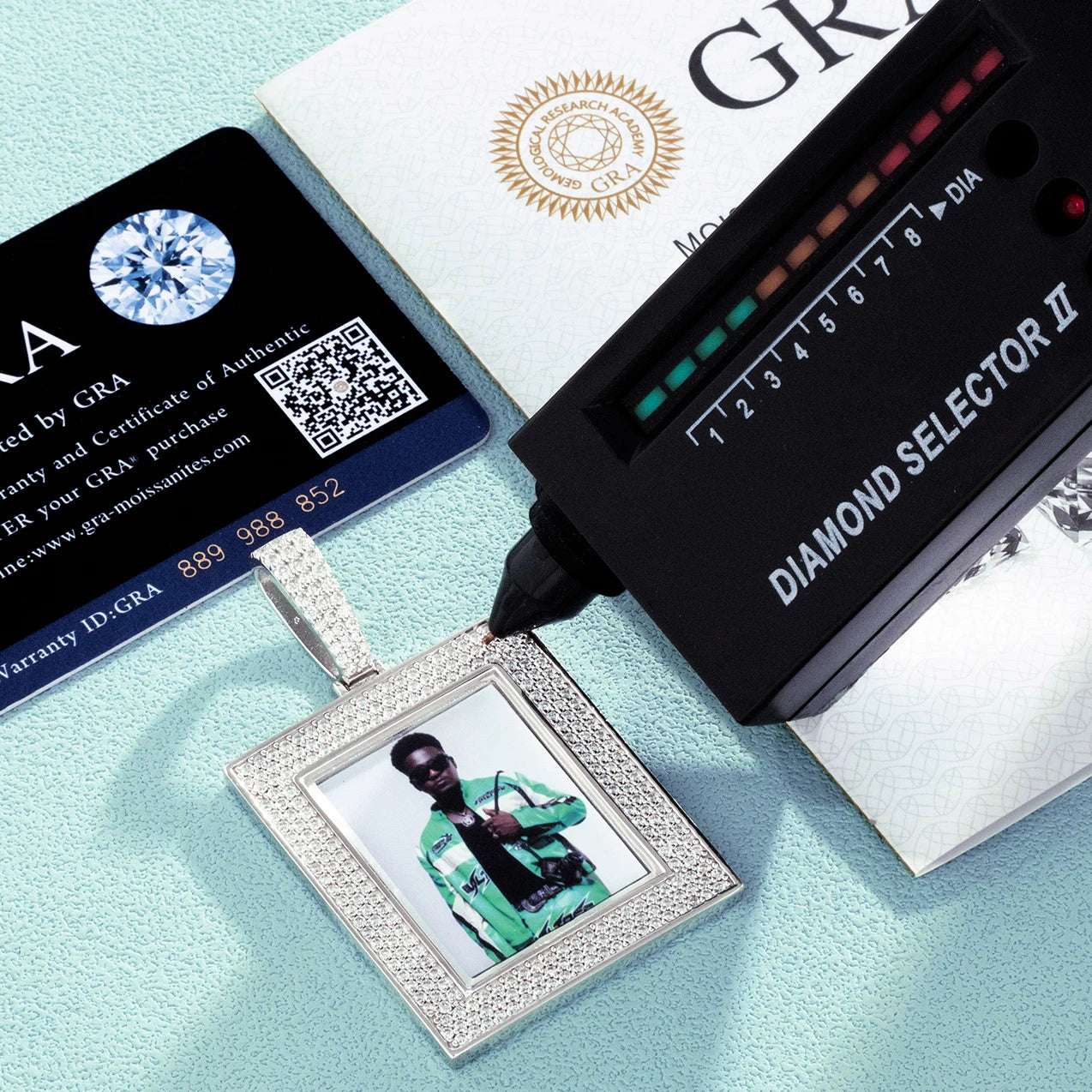 VVS D Moissanite Custom Square Shape Photo Pendant Luxury Memorable 925 Sterling Silver Picture Necklace Hip Hop  Jewelry