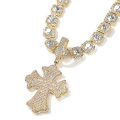 Iced Out Gothic Cross Pendant Necklaces Hip Hop Jewelry Necklace Religious 18k Gold Plated Cross Pendant for Men Women
