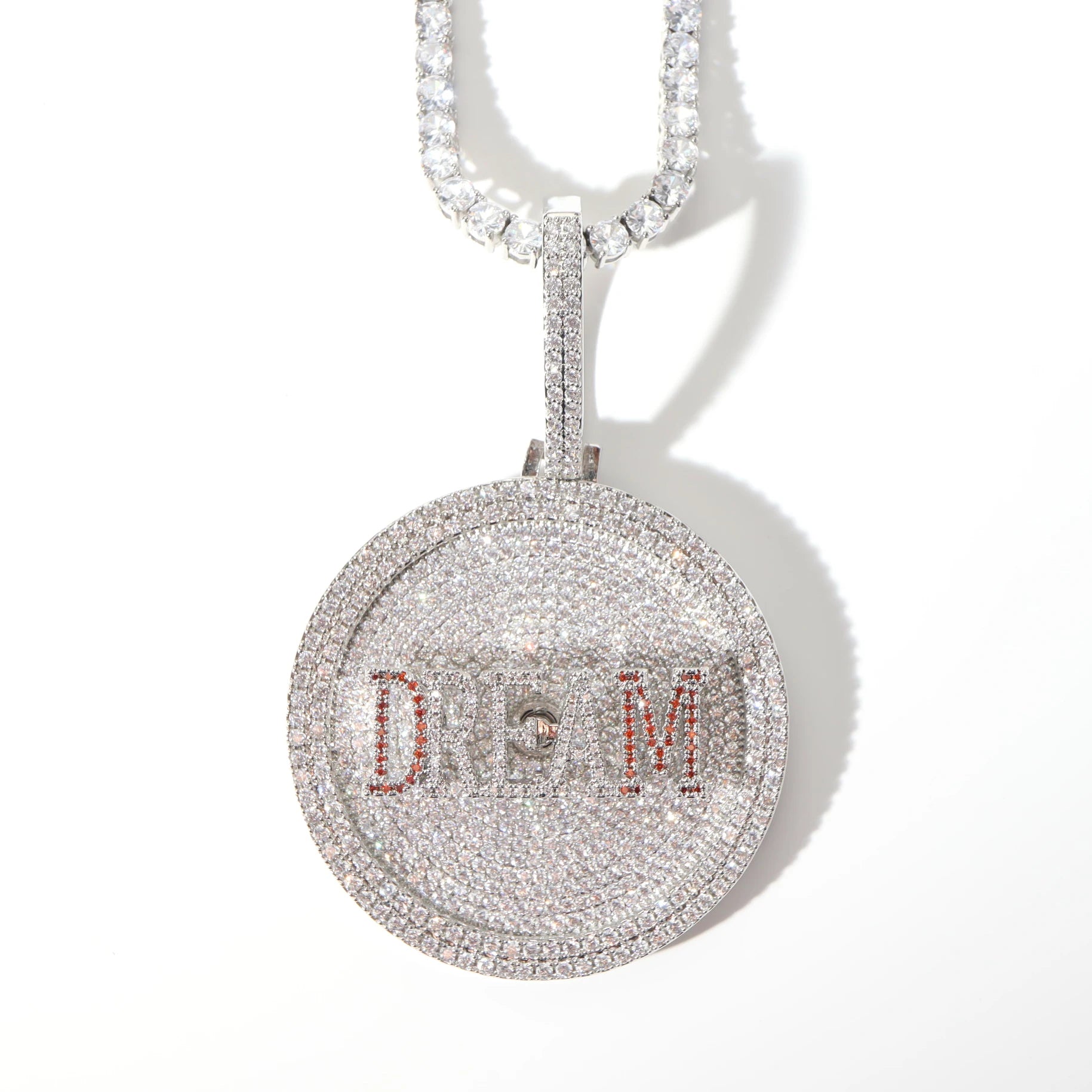 Round shape CZ iced out pendant custom name personalized hip hop initial letter round pendant necklace jewelry