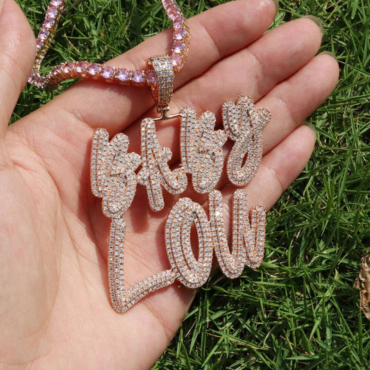 Brush Font 925 Sterling Silver D Color VVS Moissanite 14 Gold Rhodium Plated Personalized Name Necklace Custom Pendant Necklace