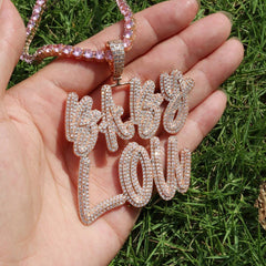 Brush Font 925 Sterling Silver D Color VVS Moissanite 14 Gold Rhodium Plated Personalized Name Necklace Custom Pendant Necklace