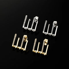 Ice Stone Hip Hop Iced Out Diamond Gold Plated CZ Earrings
