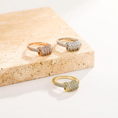 Ice Stone Spiral Rose Gold CZ Micro Setting Iced Out Rings