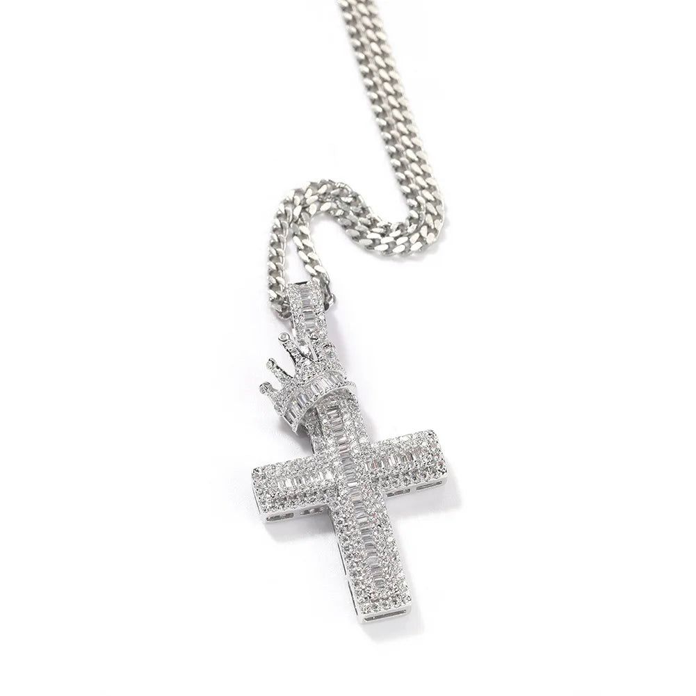 Hip Hop Fashion Silver Gold Pendant Crown Cross Pendants for Necklace Hip Hop Pendant