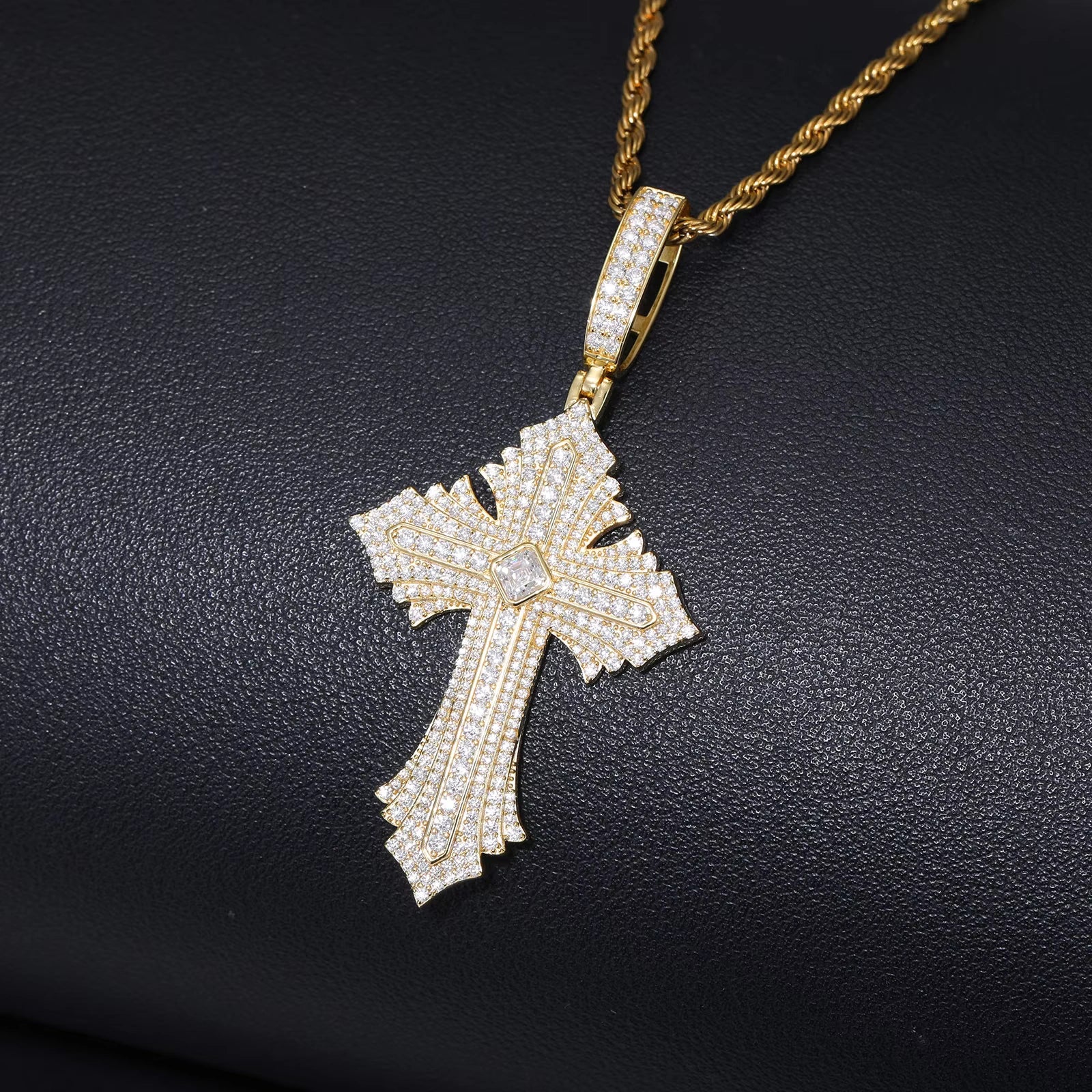 Ice Stone Hip Hop 925 Silver Asscher Cut Moissanite Pendant