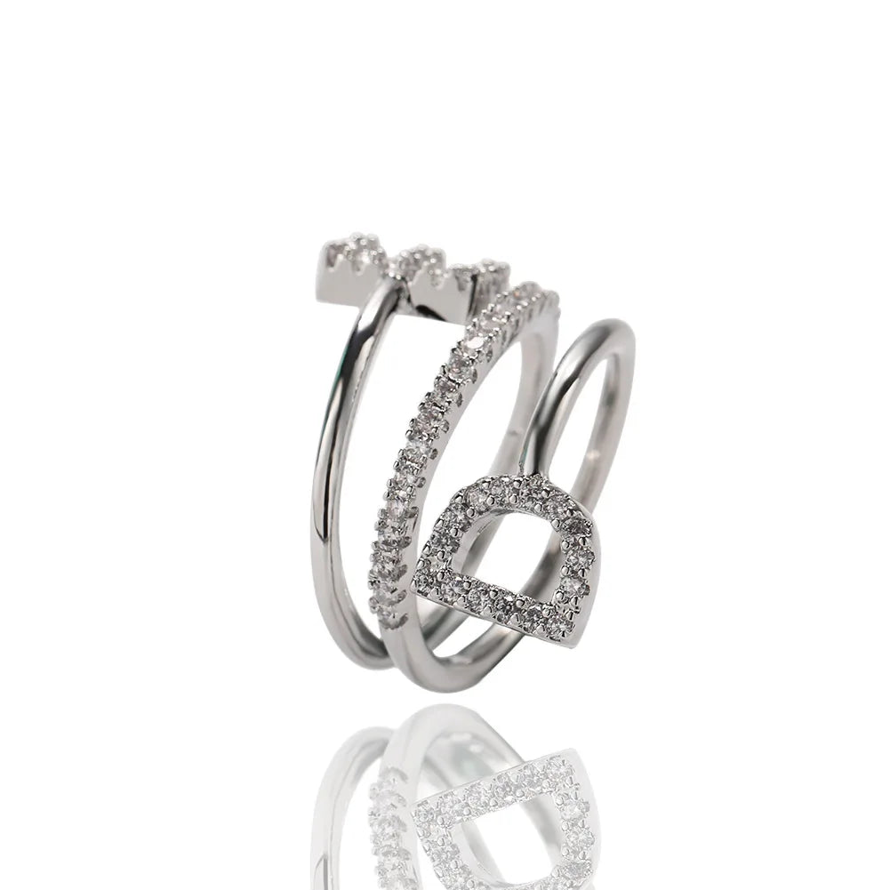 Top Icy Custom Ring 18K Gold Plated Fashion Jewelry Slim Two Letters Resizable Rings Custom Name Ring