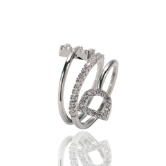 Top Icy Custom Ring 18K Gold Plated Fashion Jewelry Slim Two Letters Resizable Rings Custom Name Ring