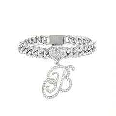 Ice Stone Gold Plated Crystal Cuban Link Initial Anklet