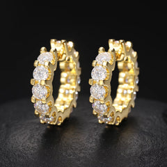 Pass Diamond Tester Luxury 4mm VVS Moissanite Huggie Hoop Earrings Non Tarnish 925 Sterling Silver Circle Earrings