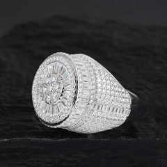 Ice Stone VVS Moissanite Micro Baguette Silver Ring