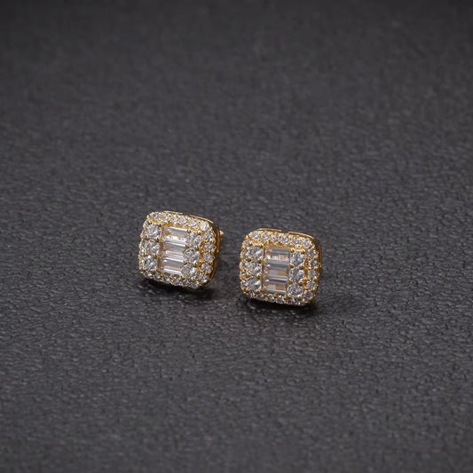 Ice Stone Fashion Hip Hop Iced Out Diamond CZ Stud Earrings