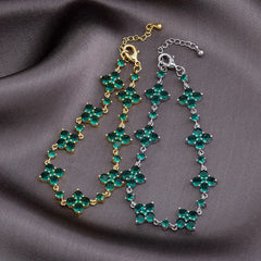 Ice Stone Hip Hop Luxury Four Leaf Clover Zircon Tennis Bracelet