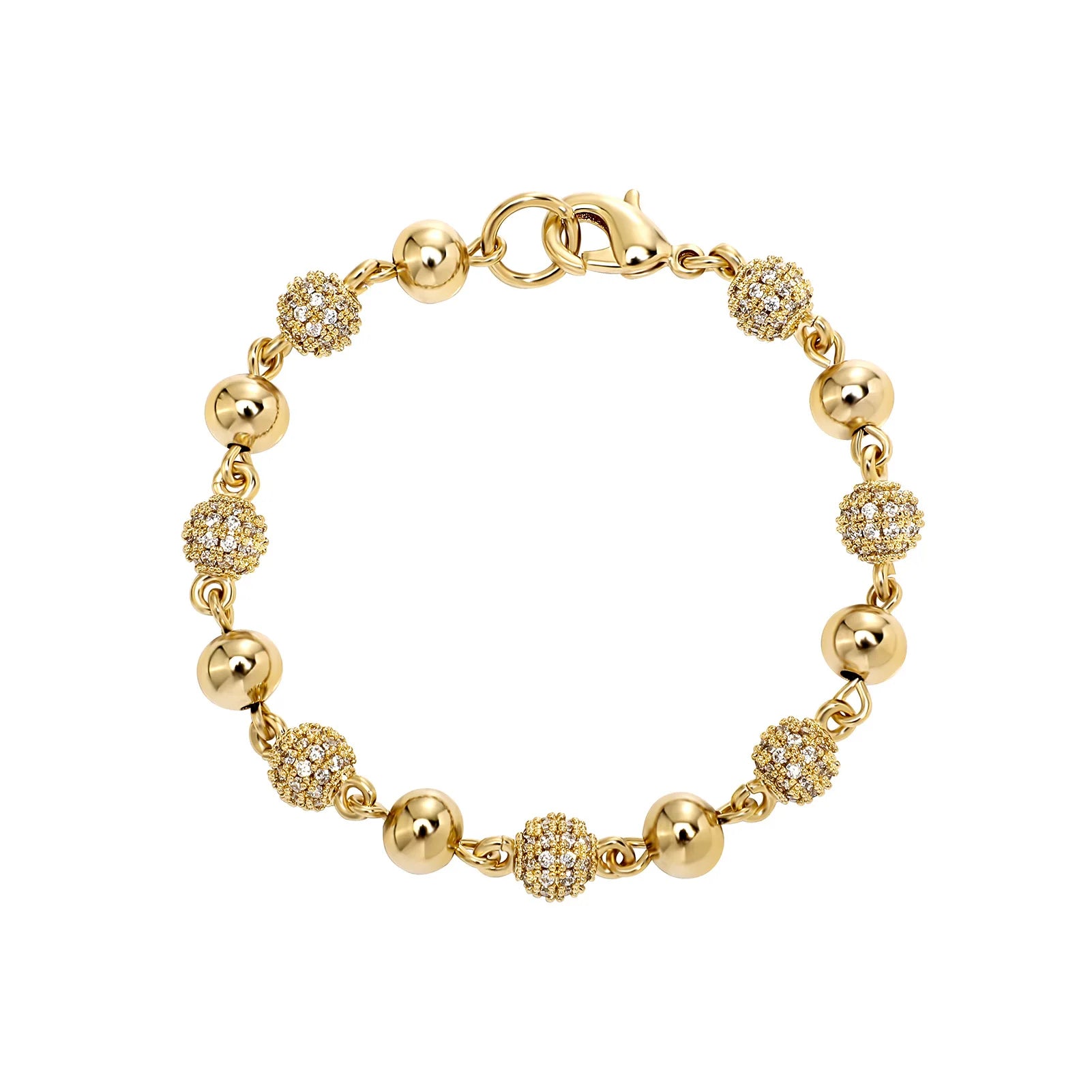 Ice Stone 6mm 8mm Punk Style Ball Bracelet