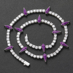 Top Icy 5mm AAA Cubic Zirconia Tennis Chain Spring Clasp Luxury Man Hip Hop Necklace Bling Multicolor Spike Tennis Necklace