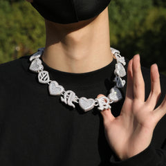 Ice Stone Vintage Iced Heart Cuban Necklace
