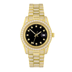 Ice Stone New Hip Hop Gold Plated Stainless Steel Quartz Watch