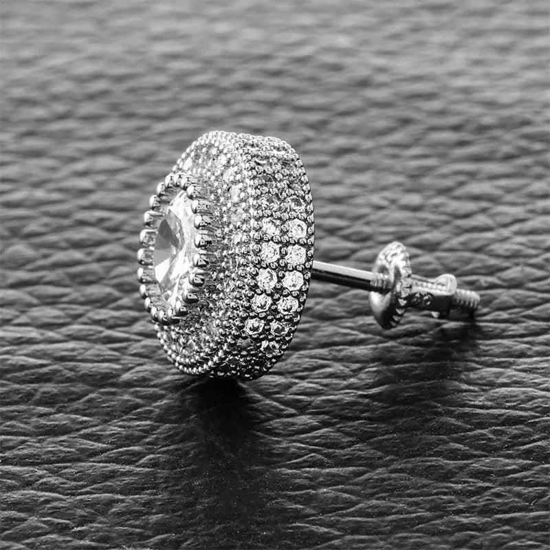 Ice Stone 18K Gold Rose Lantern Stud Earrings Valentine Gift