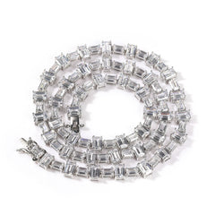 TOP ICY Gold Silver pink Mix Color baguette AAA CZ Prong Set Luxury Real Gold Plating Spring Clasp Women Tennis Chain