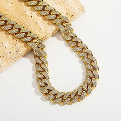 Top Icy Hip Hop 13mm Punk Two Rows CZ  Cuban Link Chain Iced Out AAA Zircon Brass 18k Gold Plated  Cuban Necklace