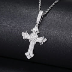 Ice Stone Iced Out 925 Silver Moissanite Cross Pendant