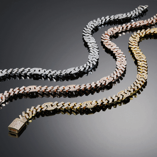 Ice Stone 15mm Rose Gold Cuban Necklace