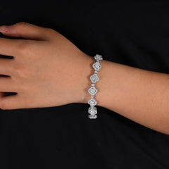Ice Stone Four Leaf VVS Moissanite Silver Bracelet