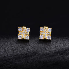 Ice Stone Trendy Men’s VVS D Moissanite Cross Stud Earrings 925