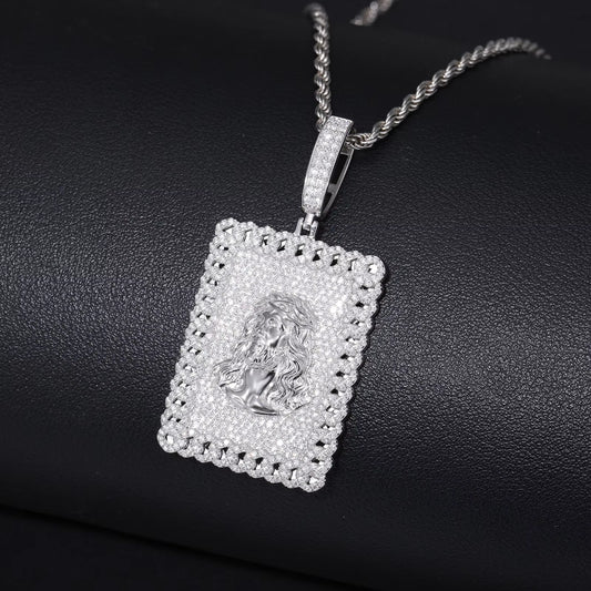 Ice Stone 925 Silver Micro Pave VVS D Moissanite Jesus Pendant
