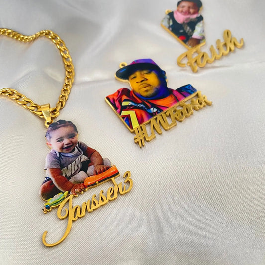Ice Stone Custom Photo Name Pendant Chain
