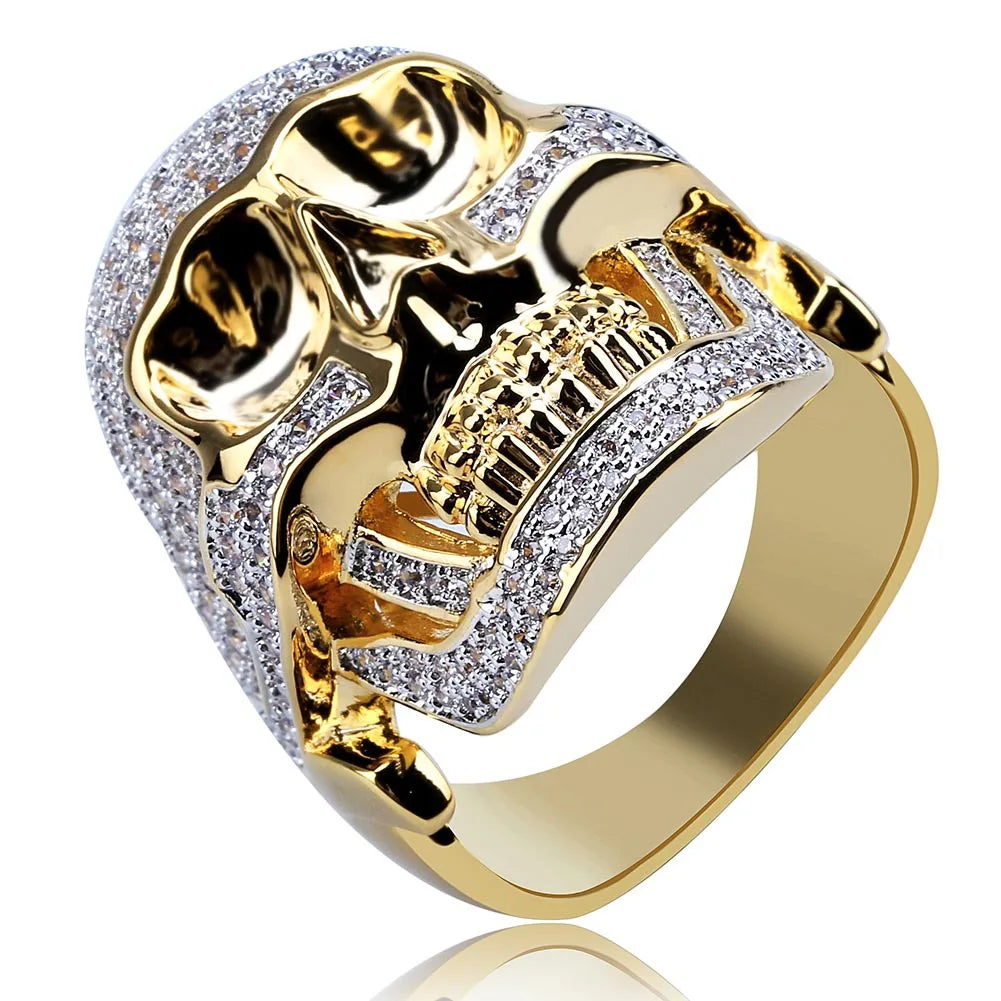 Hip hop Jewelry distribution ring personality 2019 Classic Vintage Skull Gothic Men brass zircon Punk Style bling bling Ring