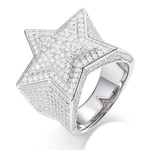 Top Icy Hip Hop Star Ring Men Women Luxury Jewelry Iced Out Gold Plated 925 Sterling Silver VVS Moissanite Ring