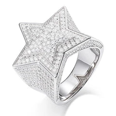 Top Icy Hip Hop Star Ring Men Women Luxury Jewelry Iced Out Gold Plated 925 Sterling Silver VVS Moissanite Ring