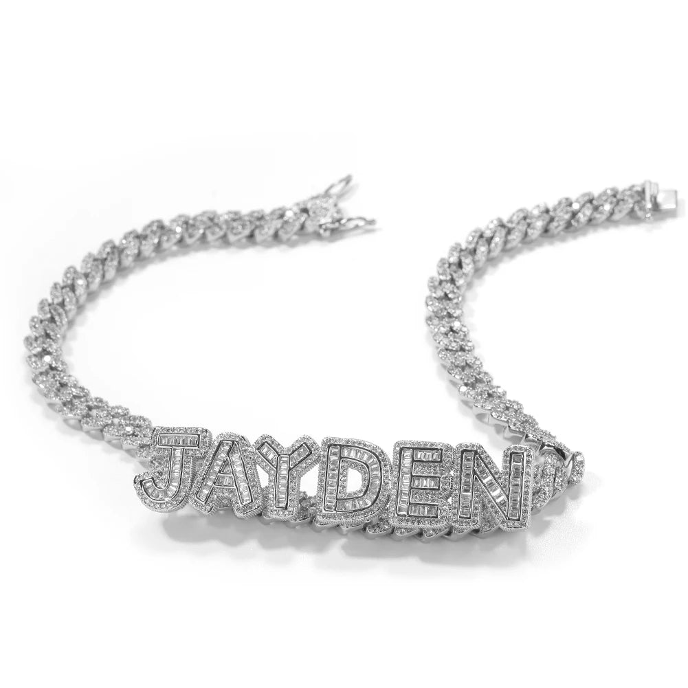 Iced out necklace with letter pendant necklace cubic zircon most popular letter necklace jewelry